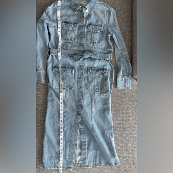 Zara Light Blue Belted Denim Midi Dress Size M brand new - Picture 16 of 16